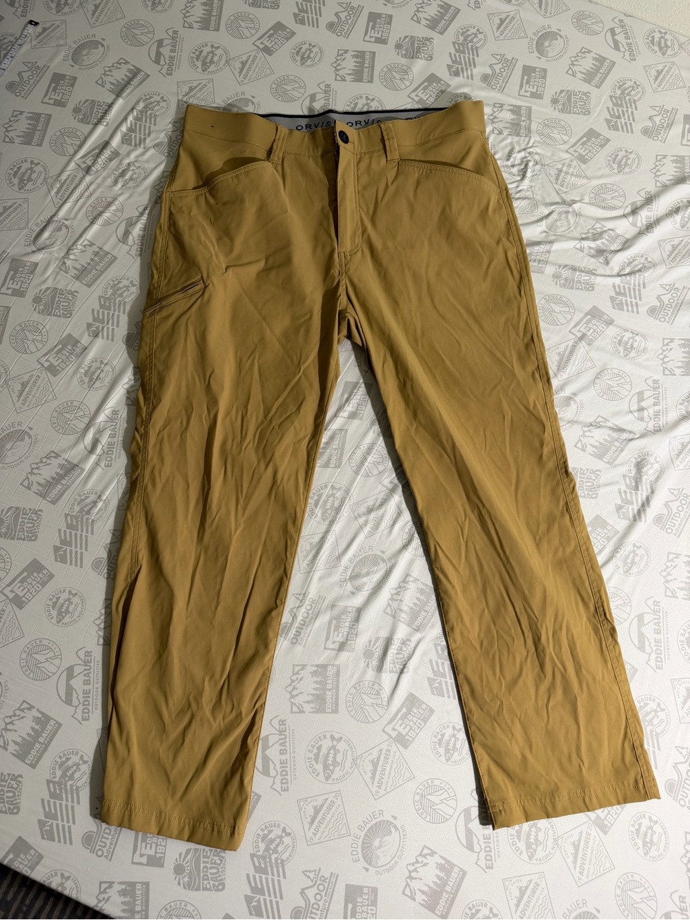 Orvis Tech Pants Men’s Sz 36X29 Khaki Stretch Water Repellent Hiking Outdoor